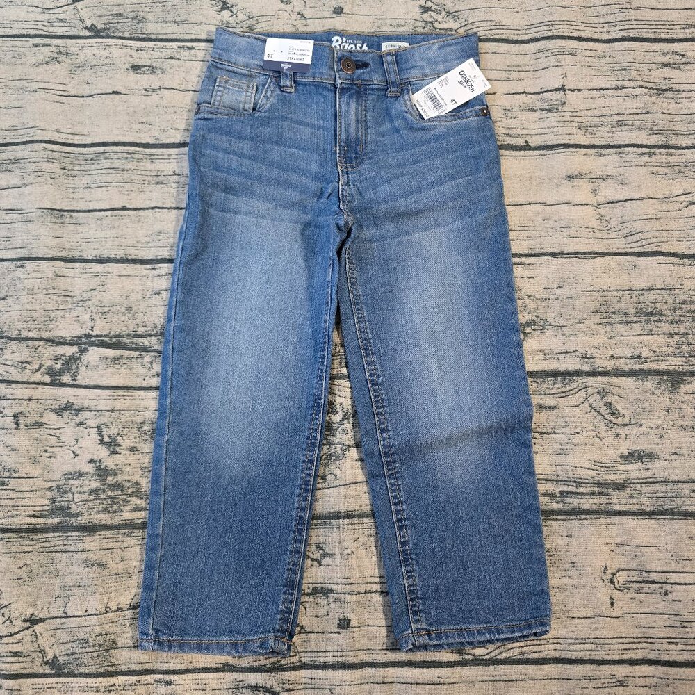 Oshkosh B'gosh Boys Blue Jeans Classic Fit Light Wash Adjustable Waist Size 4T